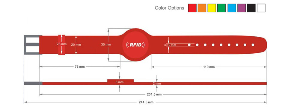 Dimension of 13.56Mhz Watch Clasp Bracelet