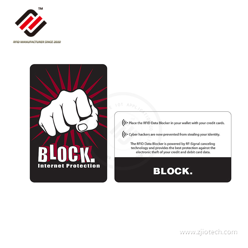 Custom Printing 13.56MHz RFID Blocking Card Shielding Chip Card 