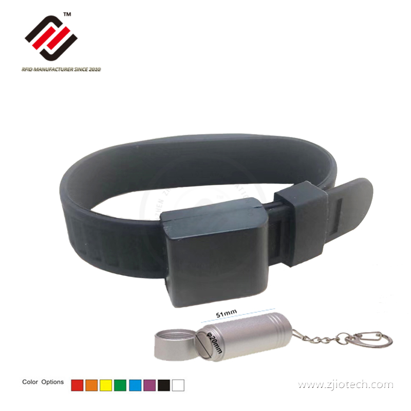 Magnetic Lock Tamper Proof 13.56MHz Silicone RFID Wristband 