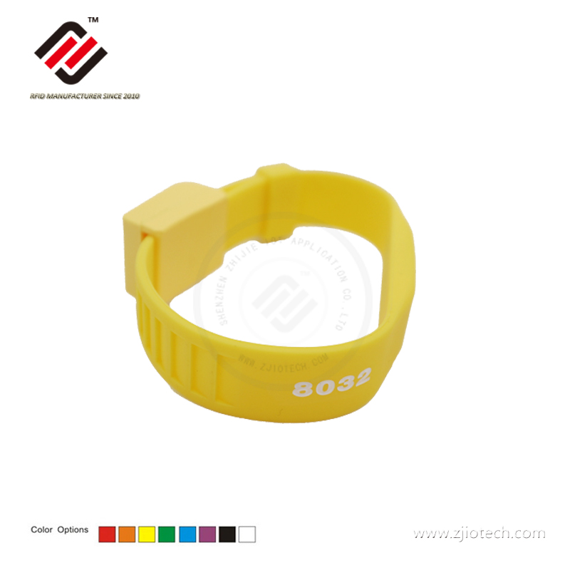 Magnetic Lock Tamper Proof 13.56MHz Silicone RFID Wristband 