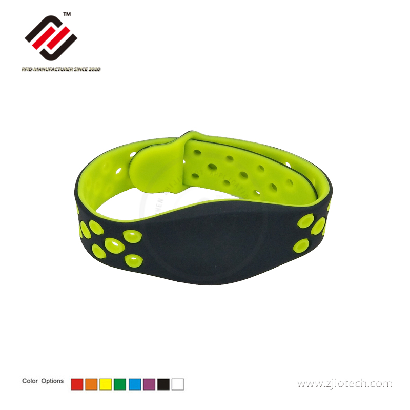 Printed Silicone Mesh Starp RFID Bracelet With Button Closure