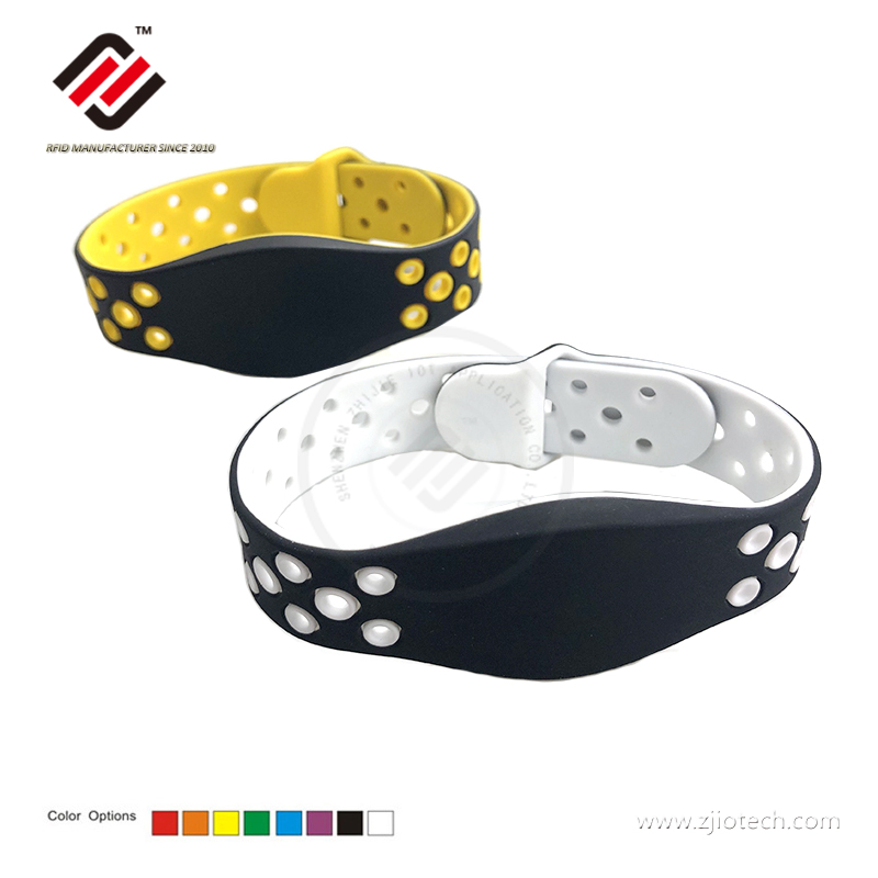 Printed Silicone Mesh Starp RFID Bracelet With Button Closure 