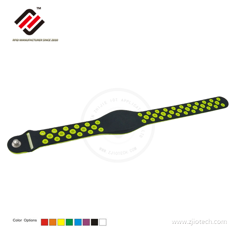 Printed Silicone Mesh Starp RFID Bracelet With Button Closure 